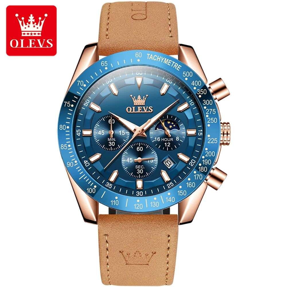 SHOPURUARA Relógio Olevs Masculino Pulseira de Couro Luxo Casual Uruará-PA, URUARAINFO, SHOPURUARA, PRODUTOS EM URUARÁ